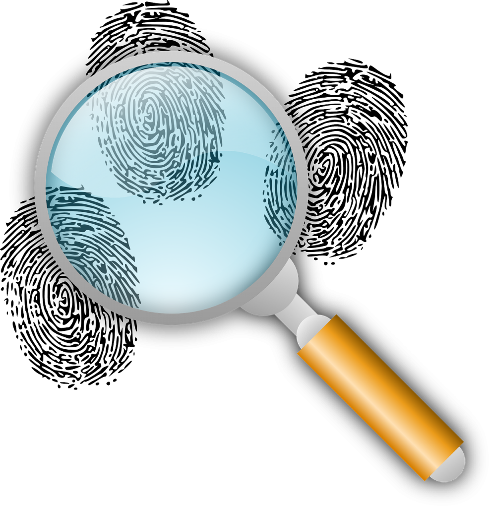 image of a magnifying glass with finger prints