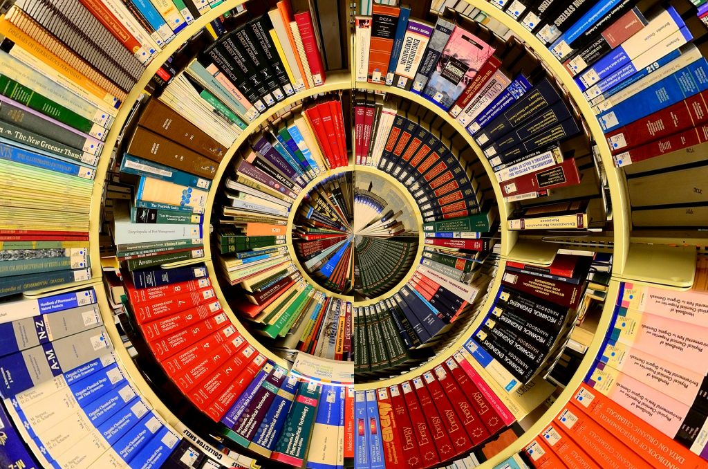 Spiralling image of books