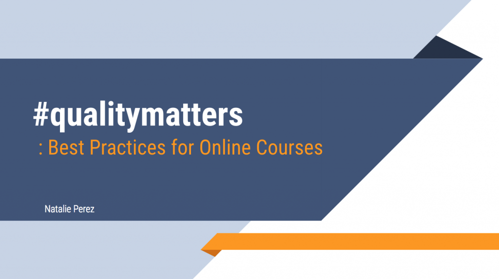 Image with text: #qualitymatters: best practices for online courses